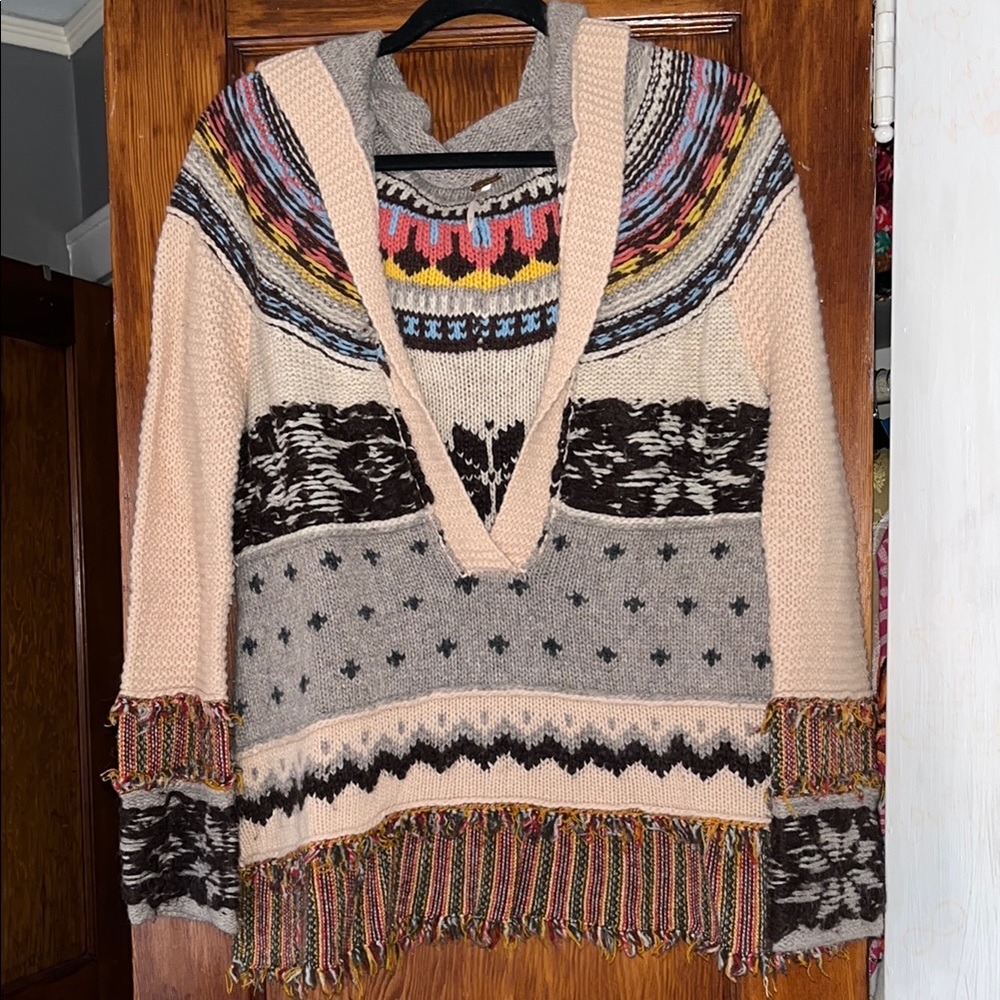 Free People Multicolor V-Neck Sweater
